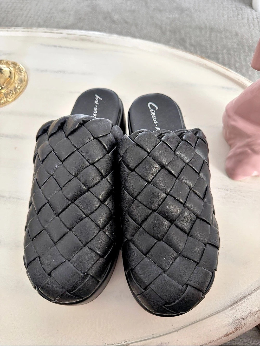 Circus Sam Edelman rubber Woven Platform Mules in Black US 9.5 Like New - worn o